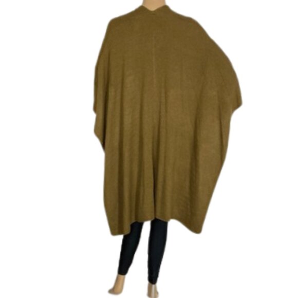 Divided Tan Long Sleeve Poncho Sweater - Picture 6 of 8
